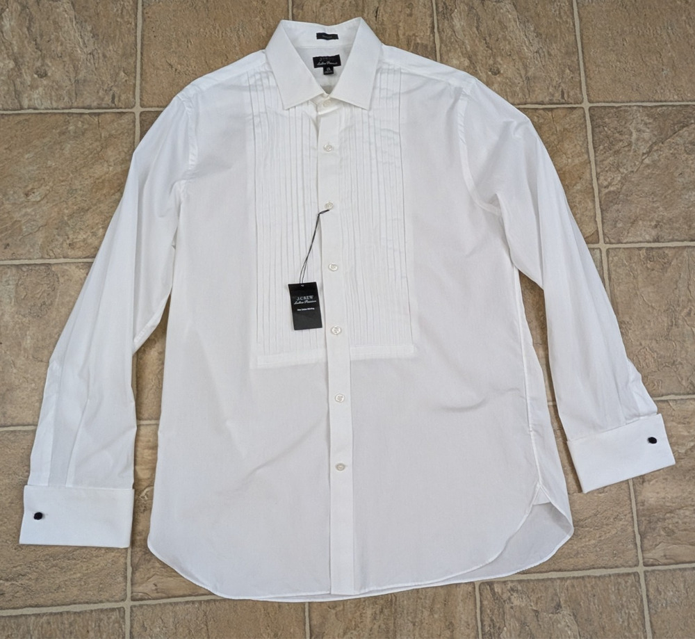 J.Crew sz 16/34 Ludlow Premium cotton Pleated Bib Tuxedo Shirt classic 0633